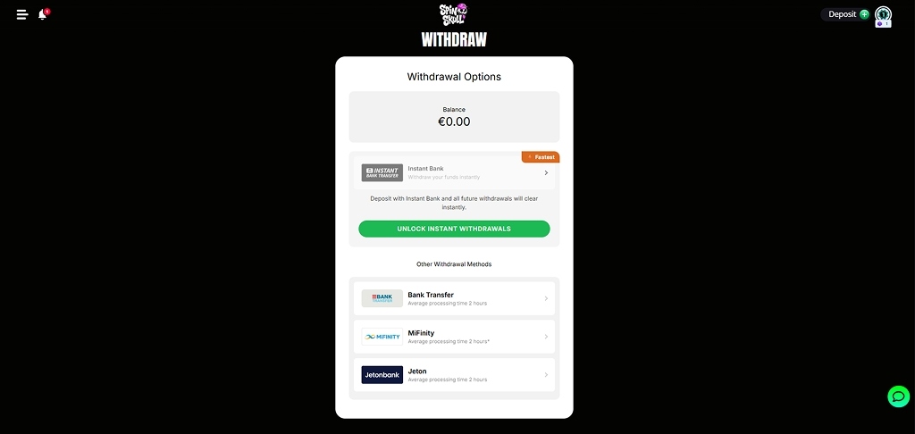 SpinSkull EUR payment methods