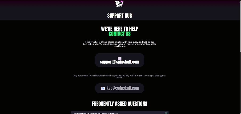 Contacting SpinSkull support