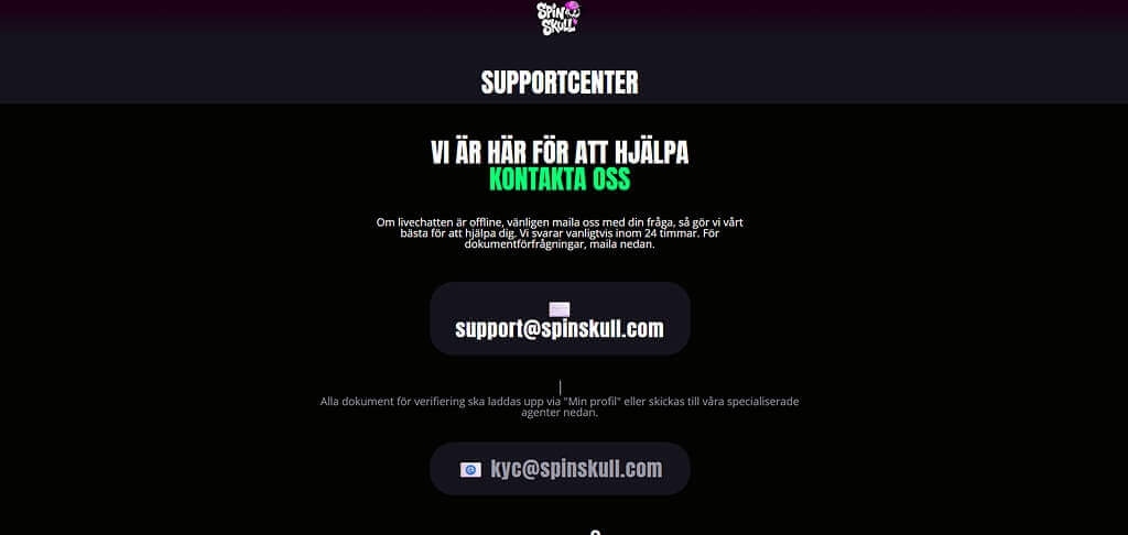 Kontakta SpinSkull-supporten